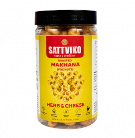 Sattviko Roasted Makhana (Foxnuts) Herb & Cheese  Glass Jar  70 grams